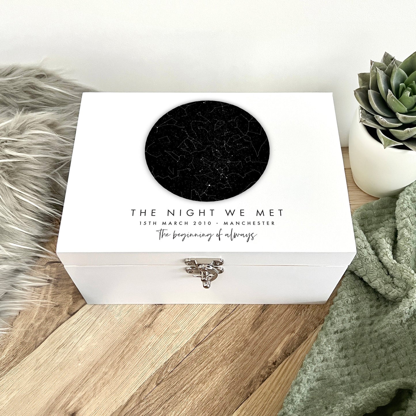 Personalised Star Constellation White Memory Box - 3 Sizes (22cm | 27cm | 30cm)