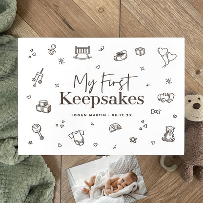 Personalised My First Keepsakes Engraved White New Baby Keepsake Box - 3 Sizes