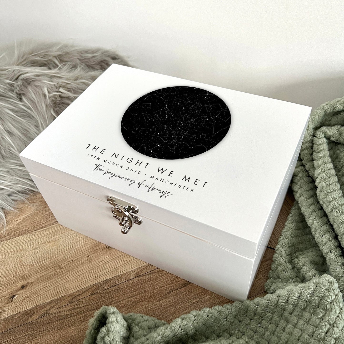 Personalised Star Constellation White Memory Box - 3 Sizes (22cm | 27cm | 30cm)