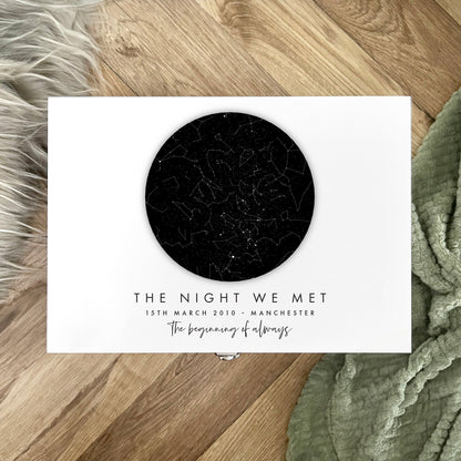 Personalised Star Constellation White Memory Box - 3 Sizes (22cm | 27cm | 30cm)