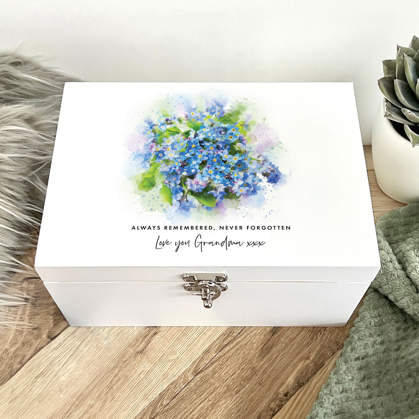 Personalised Forget-Me-Not Memory Box - 3 Sizes (22cm | 27cm | 30cm)