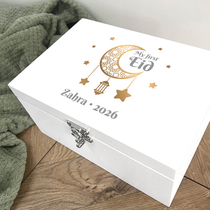 Personalised My First Eid White Memory Box - 3 Sizes (22cm | 27cm | 30cm)