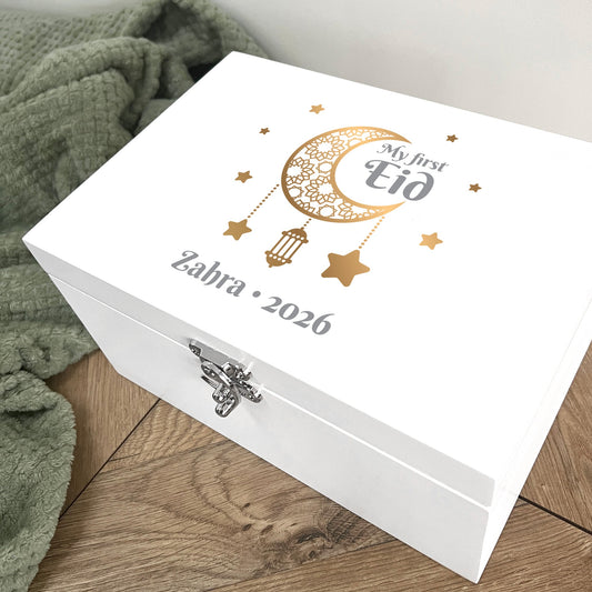 Personalised My First Eid White Memory Box - 3 Sizes (22cm | 27cm | 30cm)