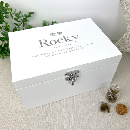 Personalised Sketch Pet Memorial White Wooden Keepsake Box - 3 Sizes