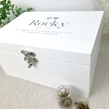 Personalised Sketch Pet Memorial White Wooden Keepsake Box - 3 Sizes