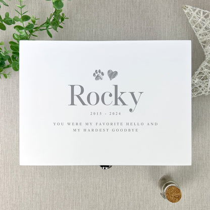 Personalised Sketch Pet Memorial White Wooden Keepsake Box - 3 Sizes
