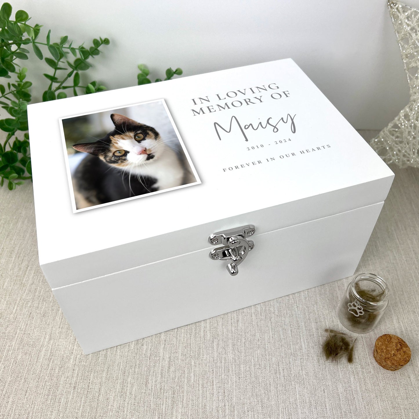 Personalised In Loving Memory Pet Photo White Memorial Keepsake Box - 3 Sizes