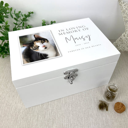 Personalised In Loving Memory Pet Photo White Memorial Keepsake Box - 3 Sizes