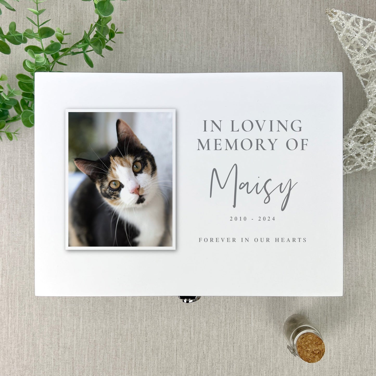 Personalised In Loving Memory Pet Photo White Memorial Keepsake Box - 3 Sizes