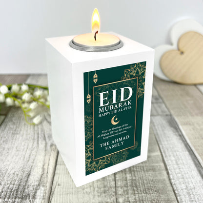 Personalised Eid al-Fitr White Tea Light Holder