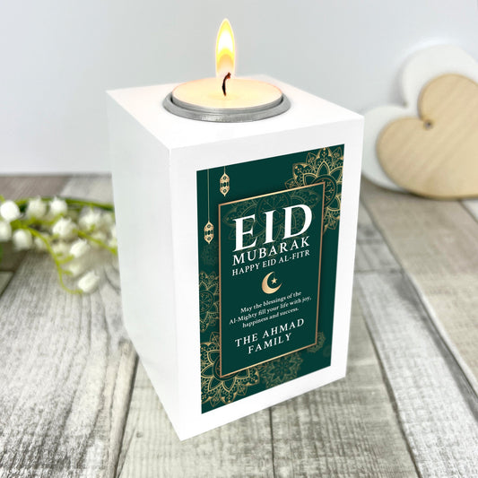 Personalised Eid al-Fitr White Tea Light Holder