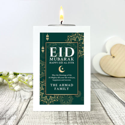 Personalised Eid al-Fitr White Tea Light Holder