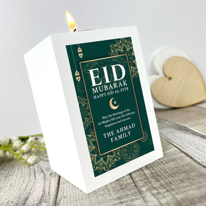 Personalised Eid al-Fitr White Tea Light Holder