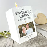 Personalised My Favourite Child Gave Me This White Tea Light Holder