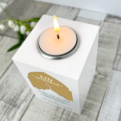 Personalised Eid al-Fitr Mosque Silhouette White Tea Light Holder