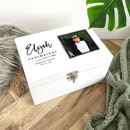 Personalised Modern Any Occasion Square Photo White Memory Box - 3 Sizes