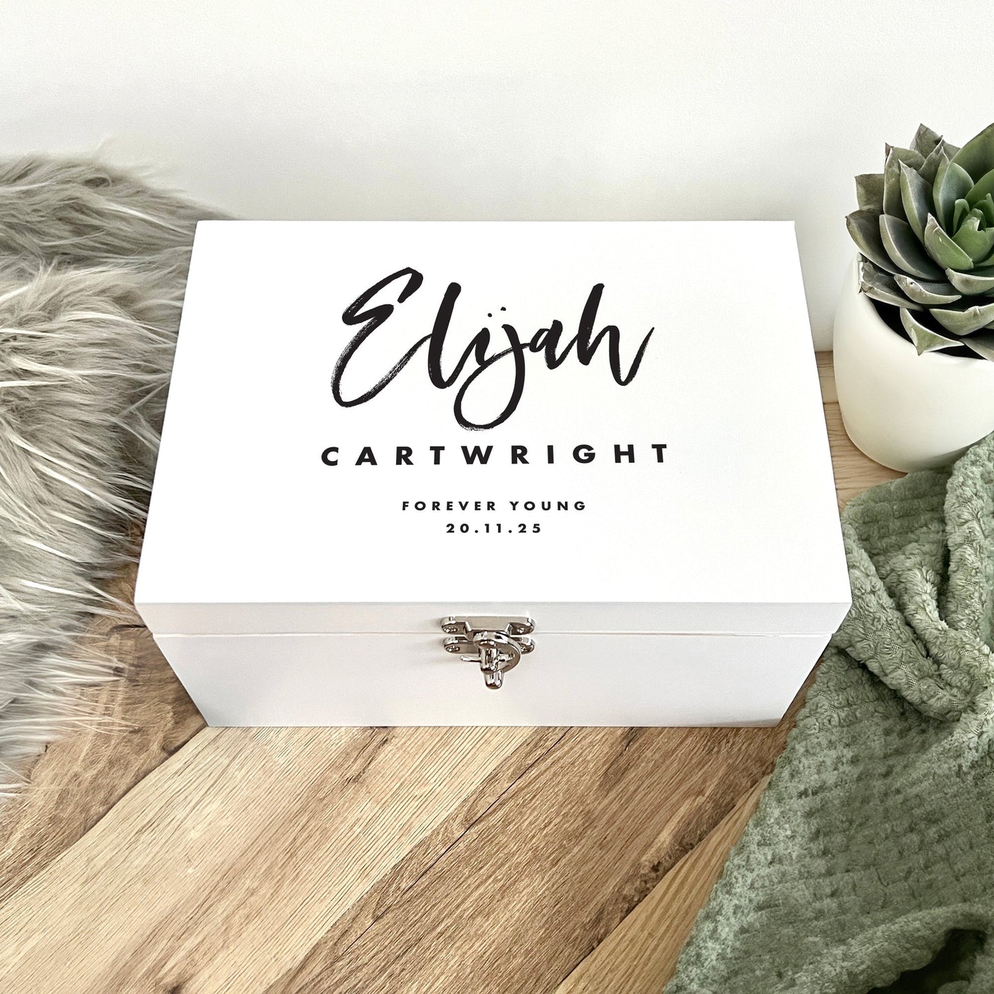 Personalised Modern Any Occasion White Memory Box - 3 Sizes