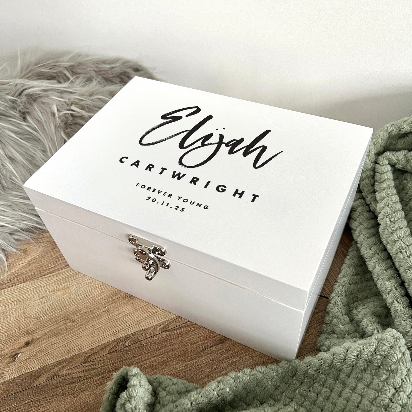 Personalised Modern Any Occasion White Memory Box - 3 Sizes