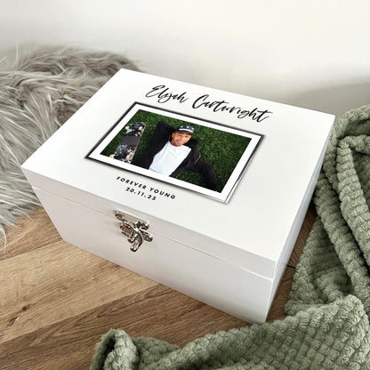 Personalised Modern Any Occasion Landscape Photo White Memory Box - 3 Sizes