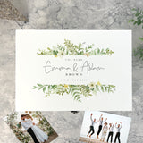 Personalised Yellow & Green Floral Wedding White Wooden Keepsake Memory Box - 3 Sizes (22cm | 27cm | 30cm)