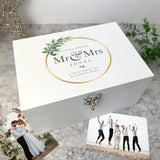 Personalised Wreath Wedding White Wooden Keepsake Memory Box - 3 Sizes (22cm | 27cm | 30cm)