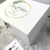 Personalised Wreath Wedding White Wooden Keepsake Memory Box - 3 Sizes (22cm | 27cm | 30cm)
