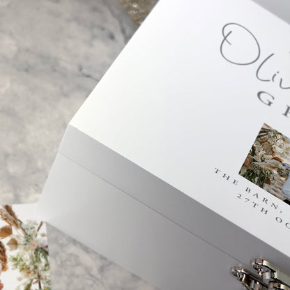 Personalised Wedding Photo Keepsake White Wooden Memory Box - 3 Sizes (22cm | 27cm | 30cm)