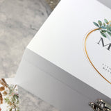 Personalised Wreath Wedding White Wooden Keepsake Memory Box - 3 Sizes (22cm | 27cm | 30cm)