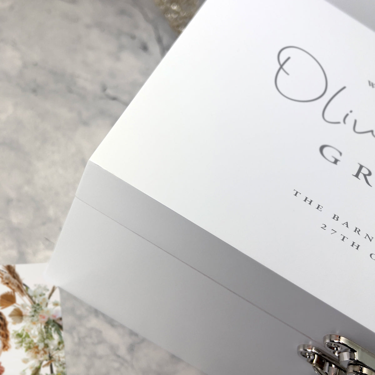 Personalised Wedding Keepsake White Wooden Keepsake Memory Box - 3 Sizes (22cm | 27cm | 30cm)
