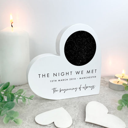 Personalised Star Constellation White Freestanding Heart