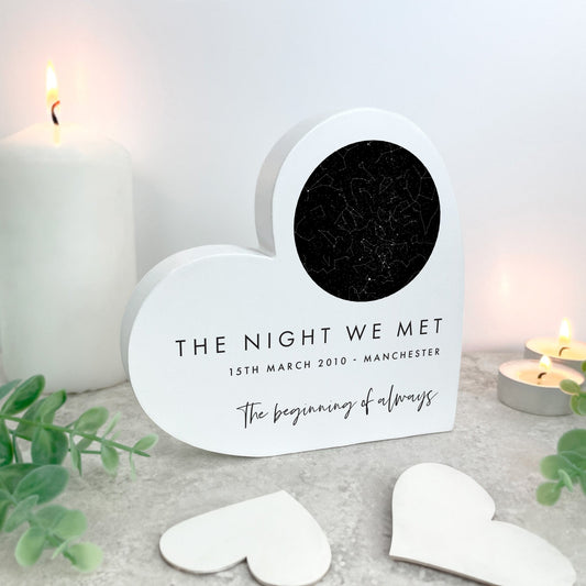 Personalised Star Constellation White Freestanding Heart