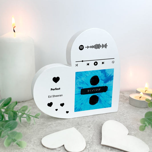 Personalised Our Song Photo White Freestanding Heart