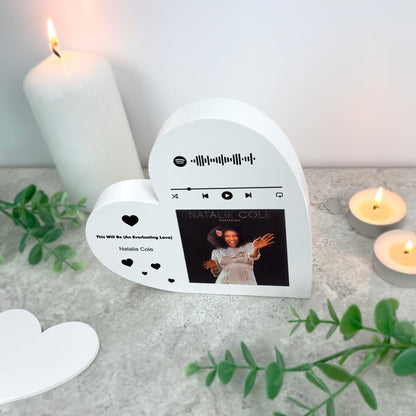 Personalised Our Song Photo White Freestanding Heart