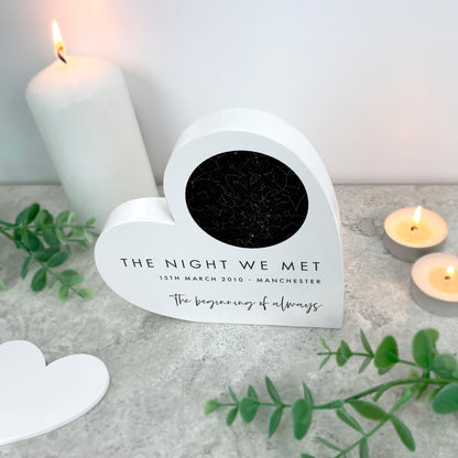 Personalised Star Constellation White Freestanding Heart
