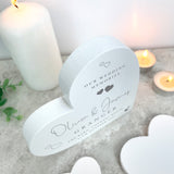 Personalised Wedding Script Text White Freestanding Heart