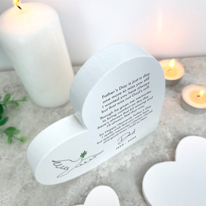 Personalised Happy Heavenly Father's Day White Freestanding Heart