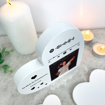 Personalised Our Song Photo White Freestanding Heart