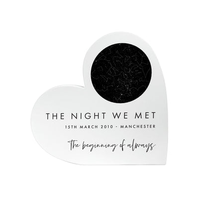 Personalised Star Constellation White Freestanding Heart