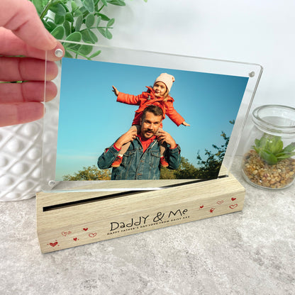 Personalised Kids Handwriting Style Wooden Base 6x4" Photo Frame