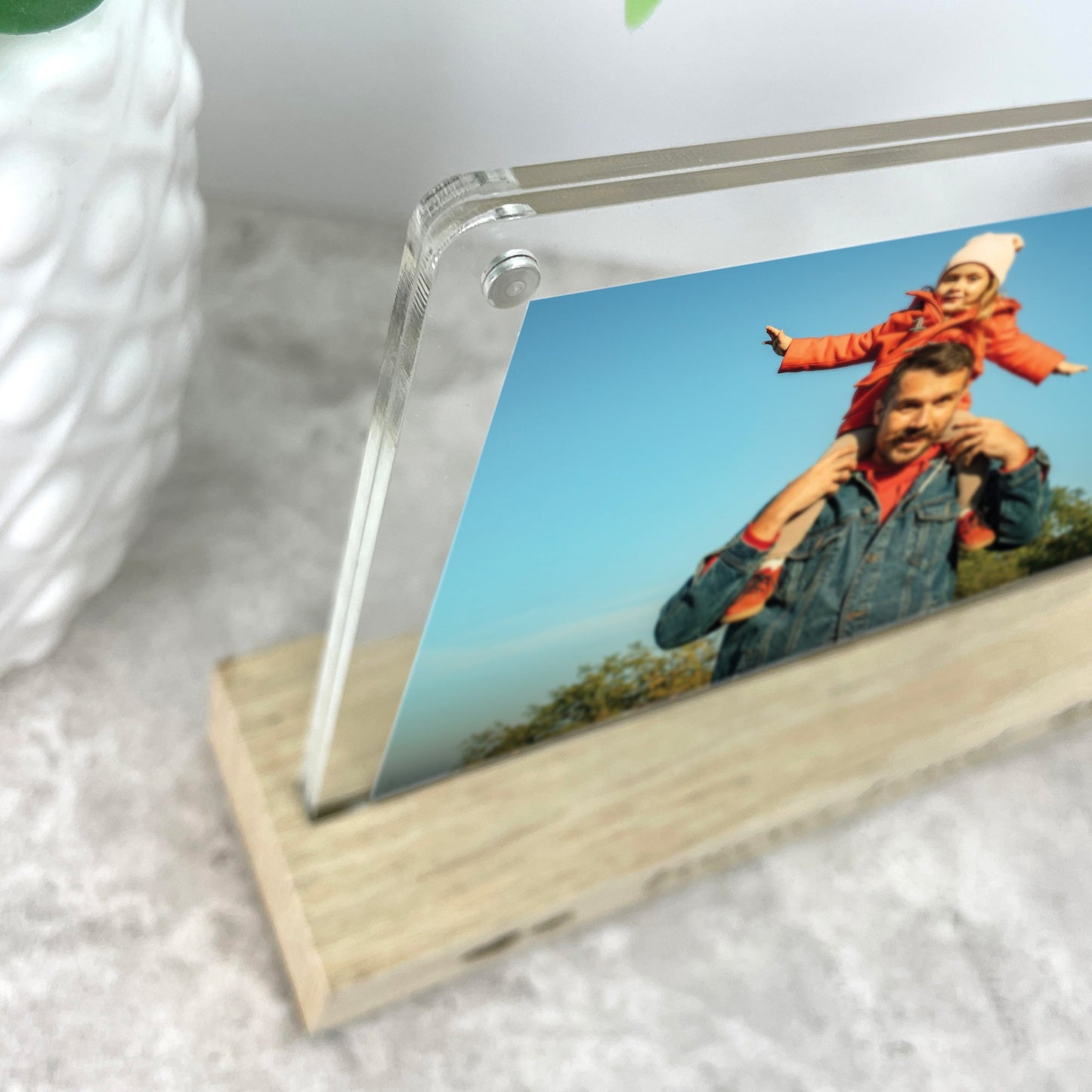 Personalised Kids Handwriting Style Wooden Base 6x4" Photo Frame