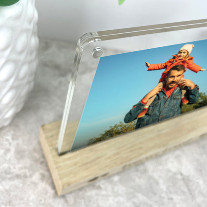 Personalised Kids Handwriting Style Wooden Base 6x4" Photo Frame