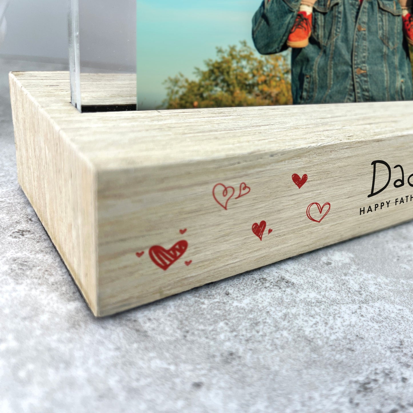 Personalised Kids Handwriting Style Wooden Base 6x4" Photo Frame