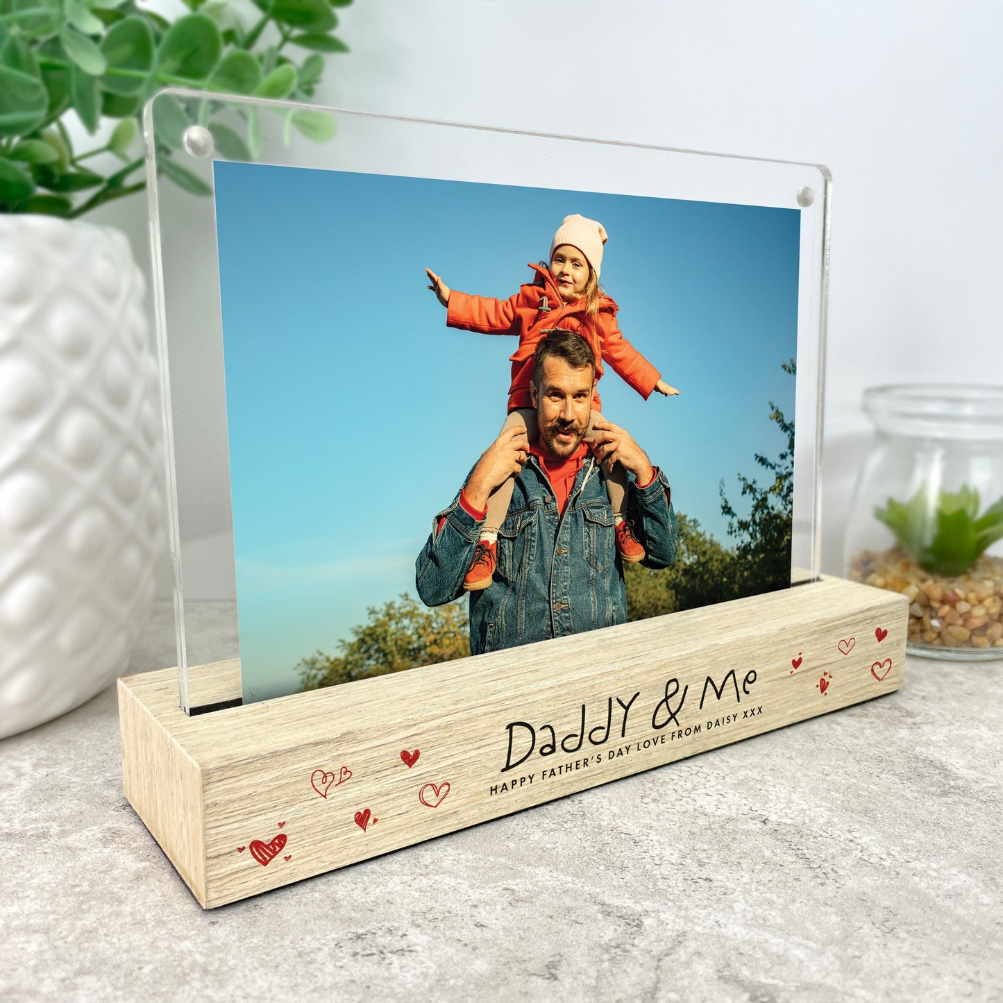 Personalised Kids Handwriting Style Wooden Base 6x4" Photo Frame