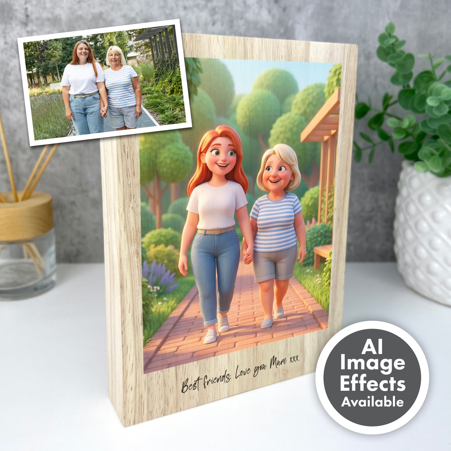 Personalised Giant Wooden Block Gift with AI Photo Effects