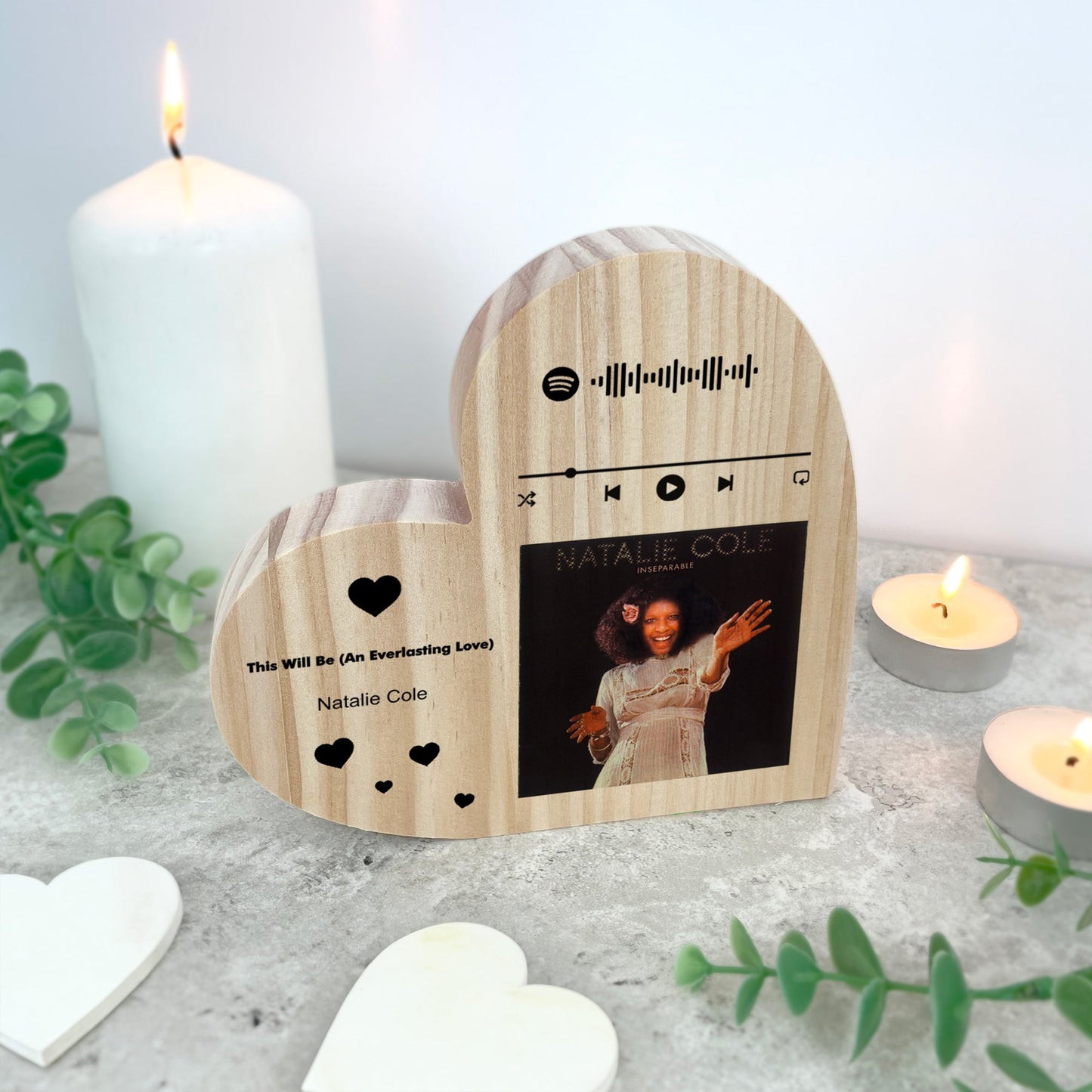 Personalised Our Song Photo Wooden Freestanding Heart