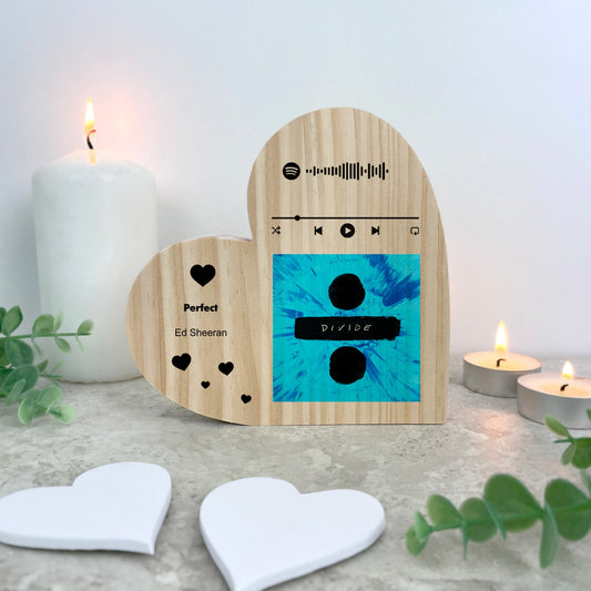 Personalised Our Song Photo Wooden Freestanding Heart