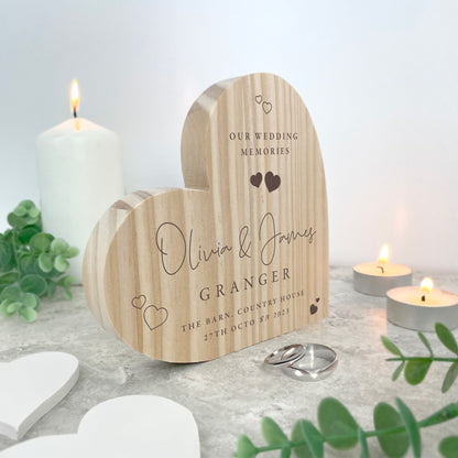 Personalised Wedding Script Text Wooden Freestanding Heart