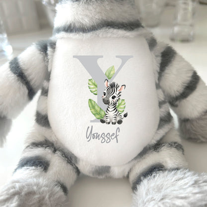 Personalised Alphabet Zebra Teddy Bear 28cm | New Baby, 1st Birthday or Christening Gift