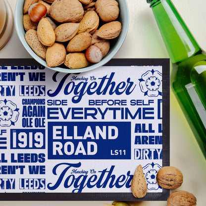 Leeds - Word Montage - White & Blue - Bar Runner