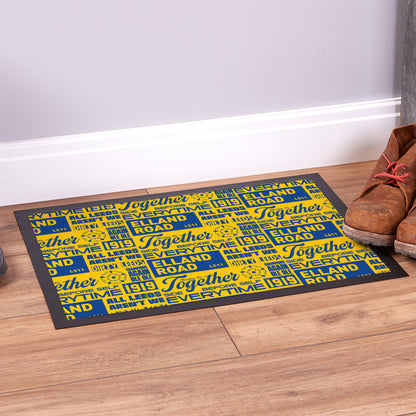 Leeds - Word Montage - Yellow & Blue Door Mat - 60cm x 40cm